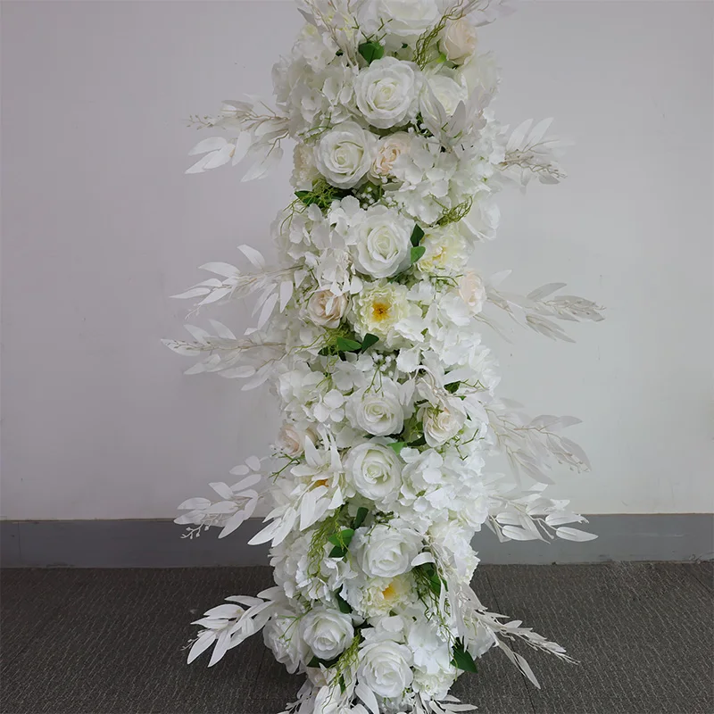 2m kunstbloemloper wit rood roos arrangement kunstbloem rij bruiloft decoratie eettafel decoratie bloemen