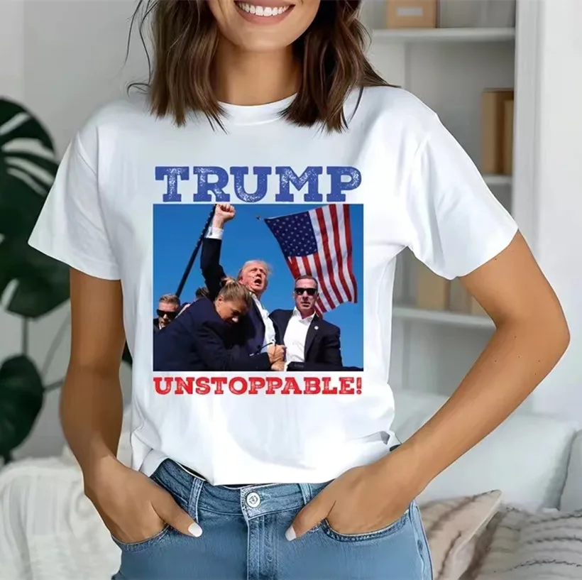 

Trump Shirt American Flag T-shirt Trump Vote Shirt T-shirt 2024 Summer Outdoor Casual T-shirt Printed Women's T-shirt