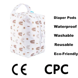 Happyflute Baby Cloth Diaper Bag Waterproof  Washable Reusable Wetbag  Fashion Diaper Pods Can Hold 5-10Pieces AIO Diapers