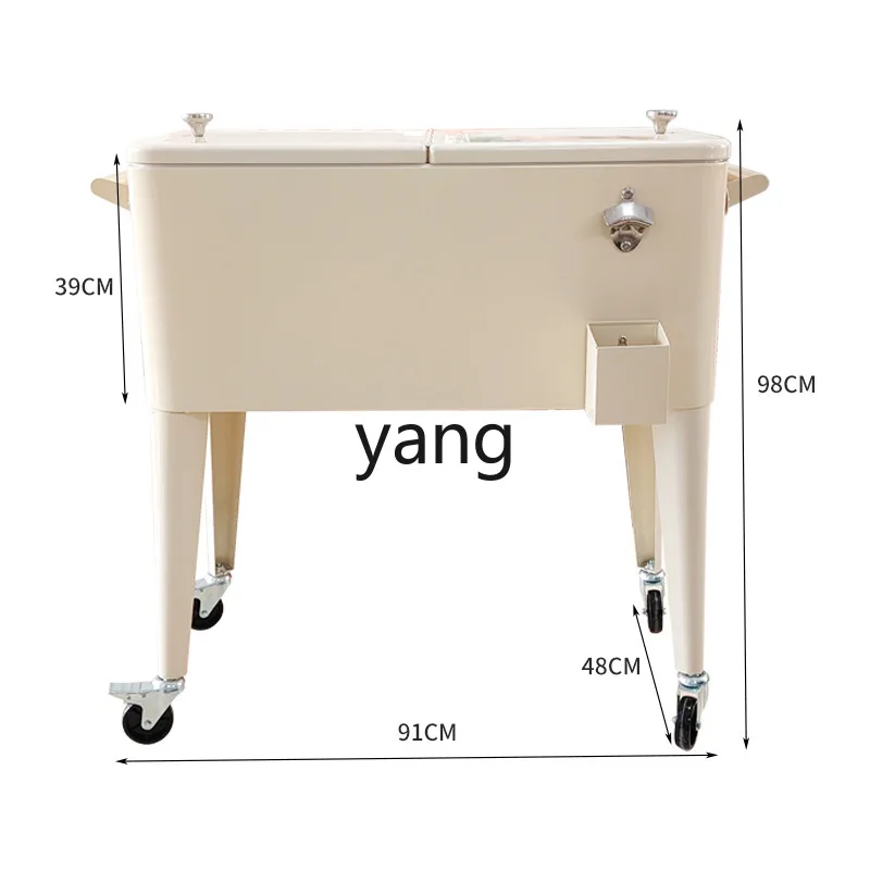 LMM outdoor incubator portable light and large capacity 75L refrigerator stall ice bucket camping cart