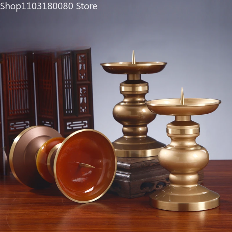 16cm Copper brass Butter lamps candle holder Candlestick Temple homde Worship buddha candelabros