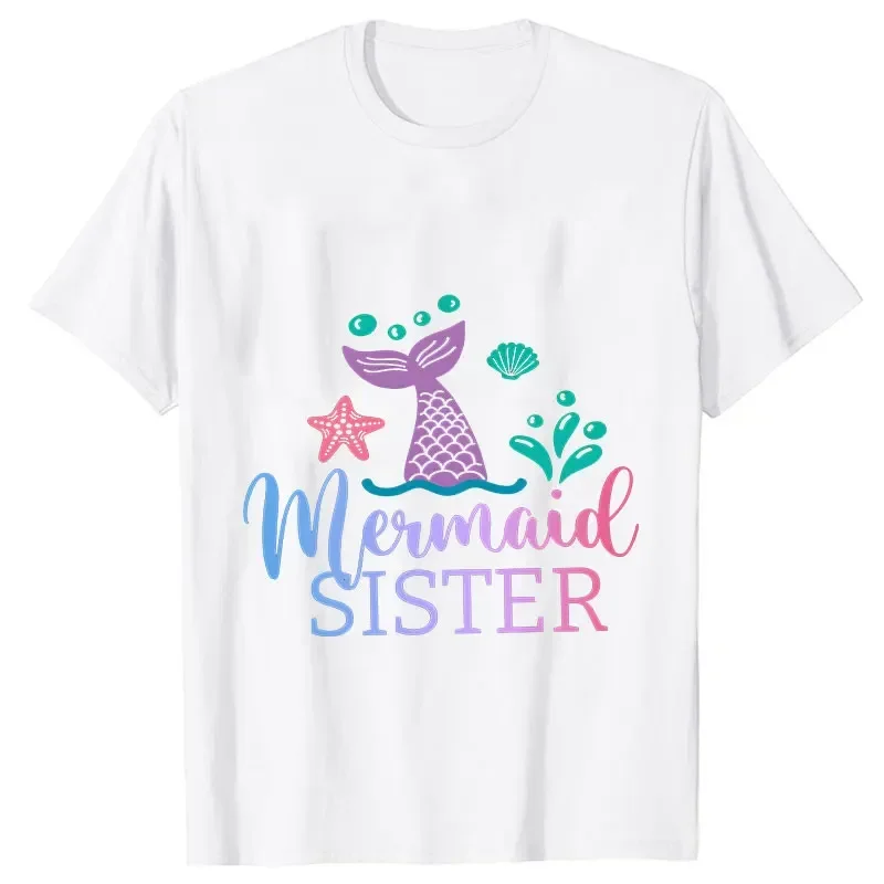 1 2 3 4 5 6 7 8 9 10 Years Old Matching Family Tees Girls Birthday Party T-shirt Funny Mermaid Tops White Unisex Kids Clothing