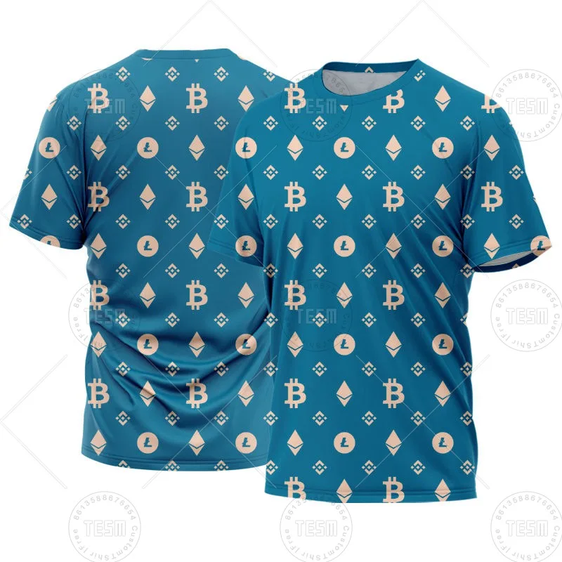 Bitcoin T-Shirt Ethereum Men Short Sleeve Crypto Shirt Casual Loose Sports Top Gift Clothing Couples Wear 3D Printed