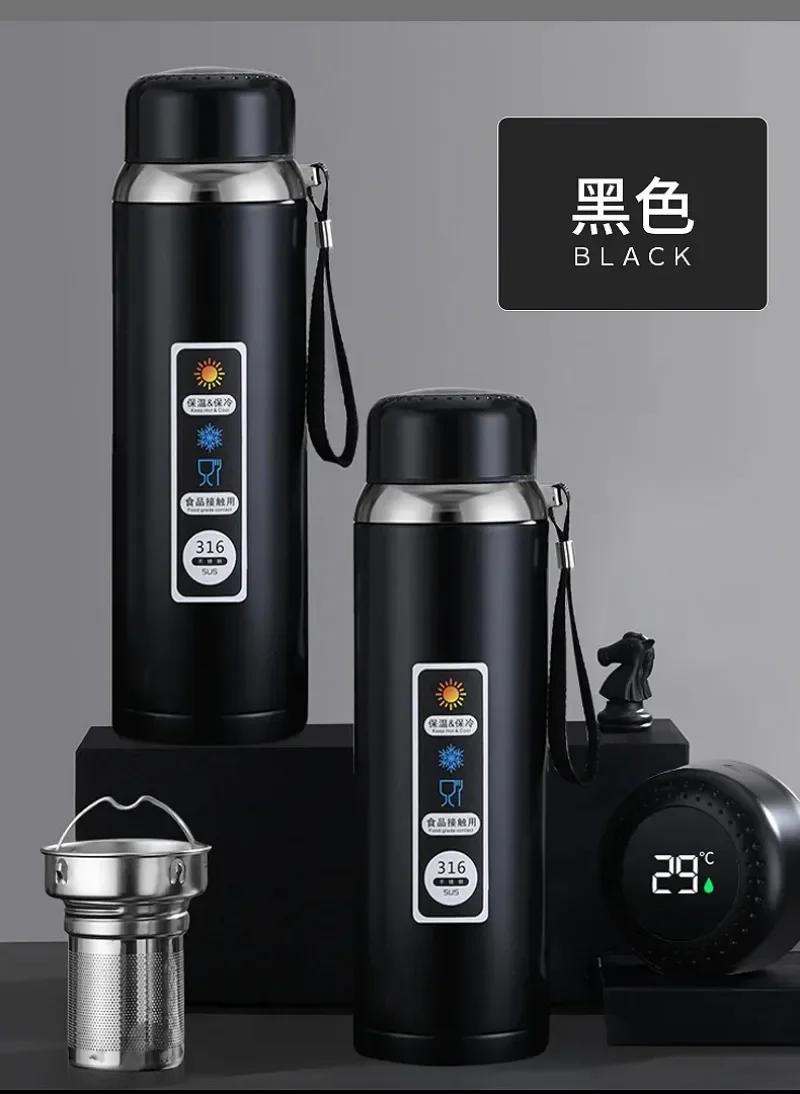 Thermos Water Bottle Intelligent Insulation Cup 316S Tainless Steel Bottle Large Capacity Tea Separating Cup