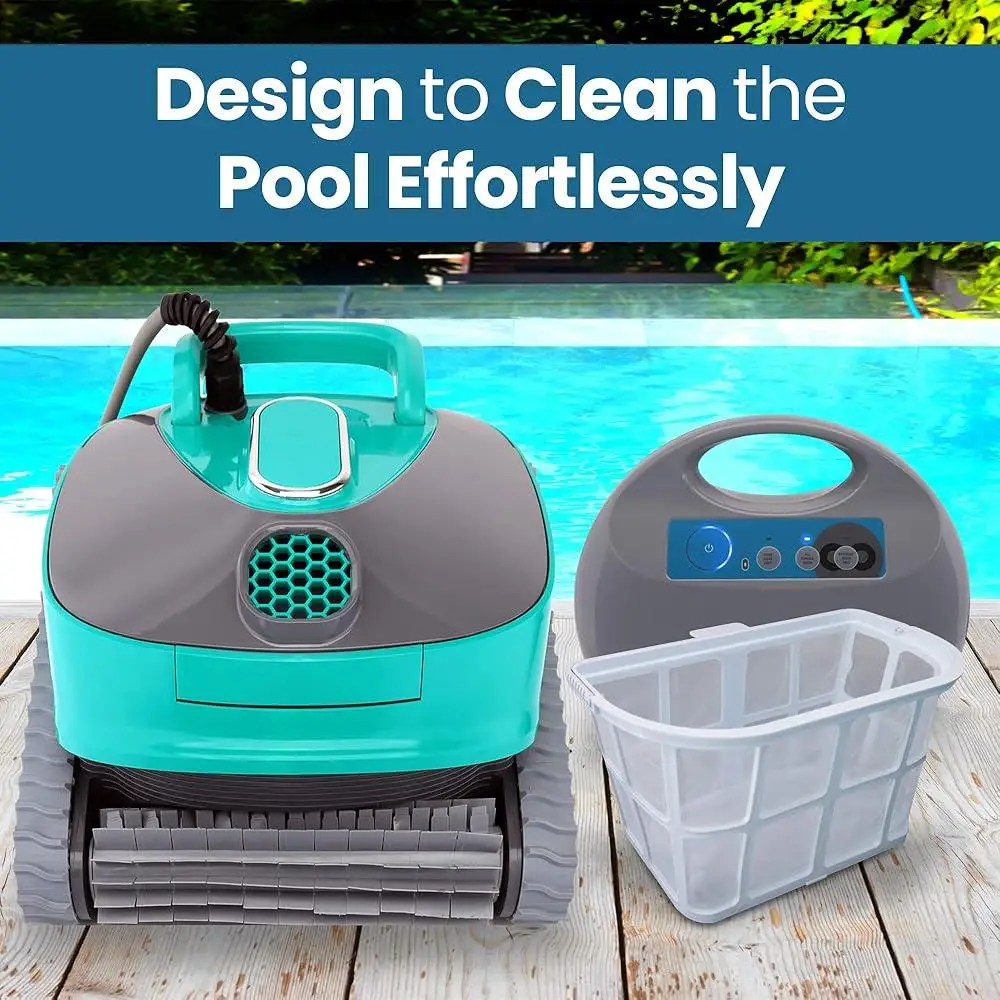 Robotic Pool Cleaner Automatic Vacuum 3 Motor Dual Brushes Wall Climbing Energy Efficient 50ft Coverage Indoor Outdoor