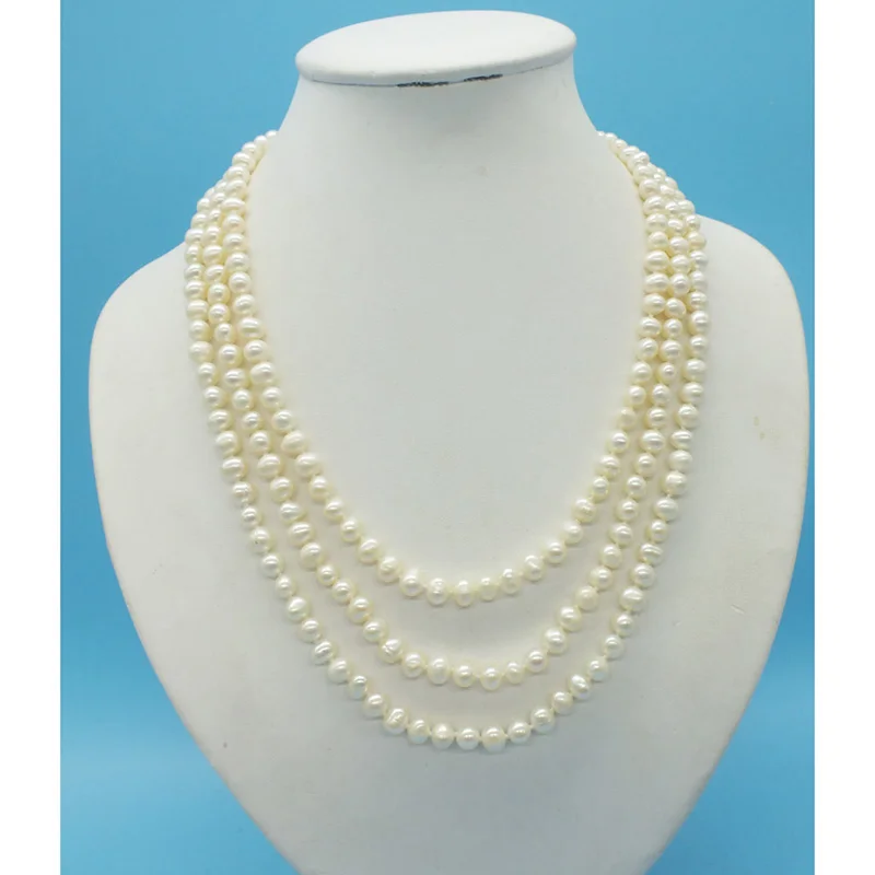 

Forever, classic and popular. 6MM natural white pearl necklace 19-23"