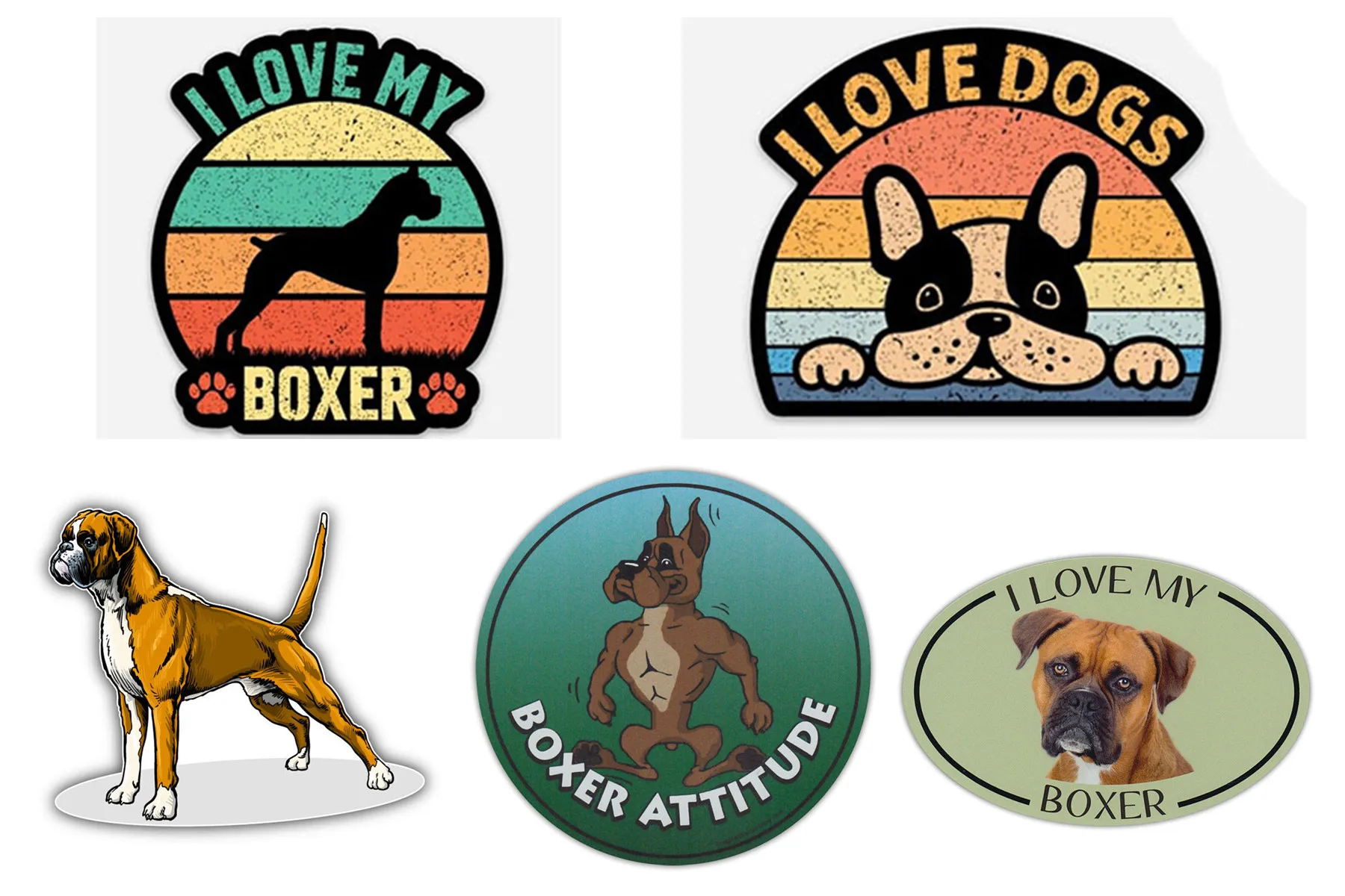 

Boxer Breed Dog Personalized Body Decoration I Love My Boxe Car Stickers for Die-cut PVC Decal Used for Car Body Windshield