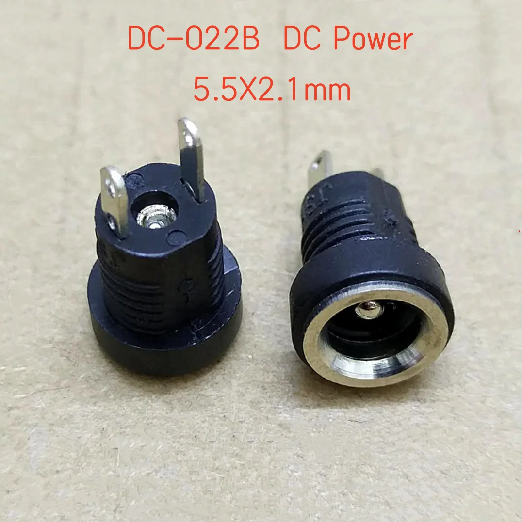 2/5/10Pcs 5.5x2.1mm DC-022B 3A 12V DC Power Supply Jack Socket Female PCB Panel Mount Connector DC022B 5.5*2.1mm 2 Leg Terminals