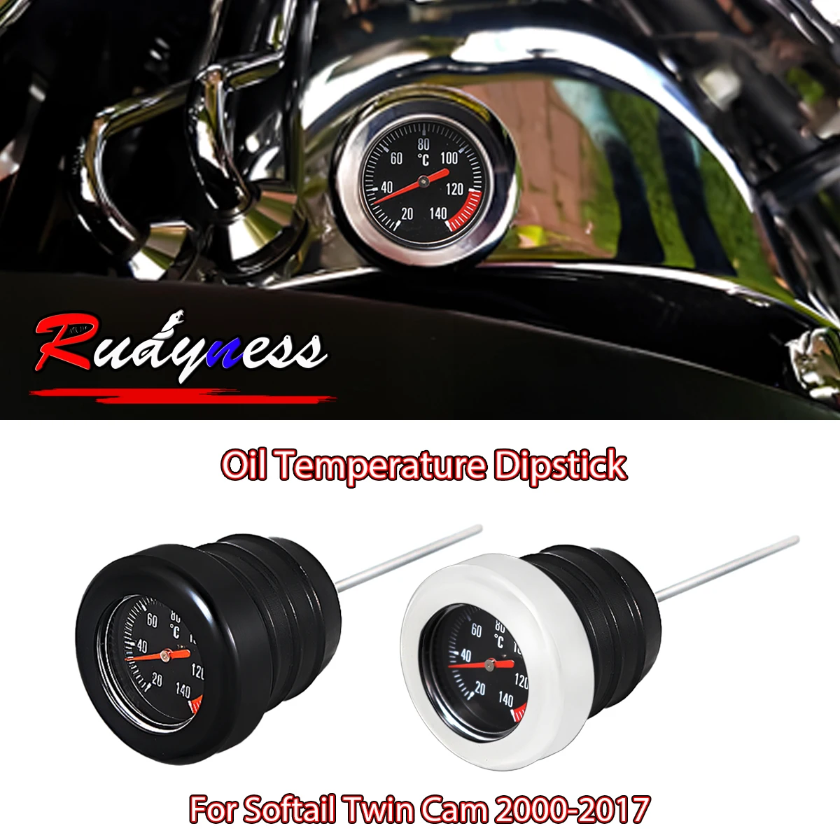 Astina di livello temperatura olio cromata nera per moto per Harley 2000-2017 Softail Twin Cam Fat Boy Heritage Classic Slim