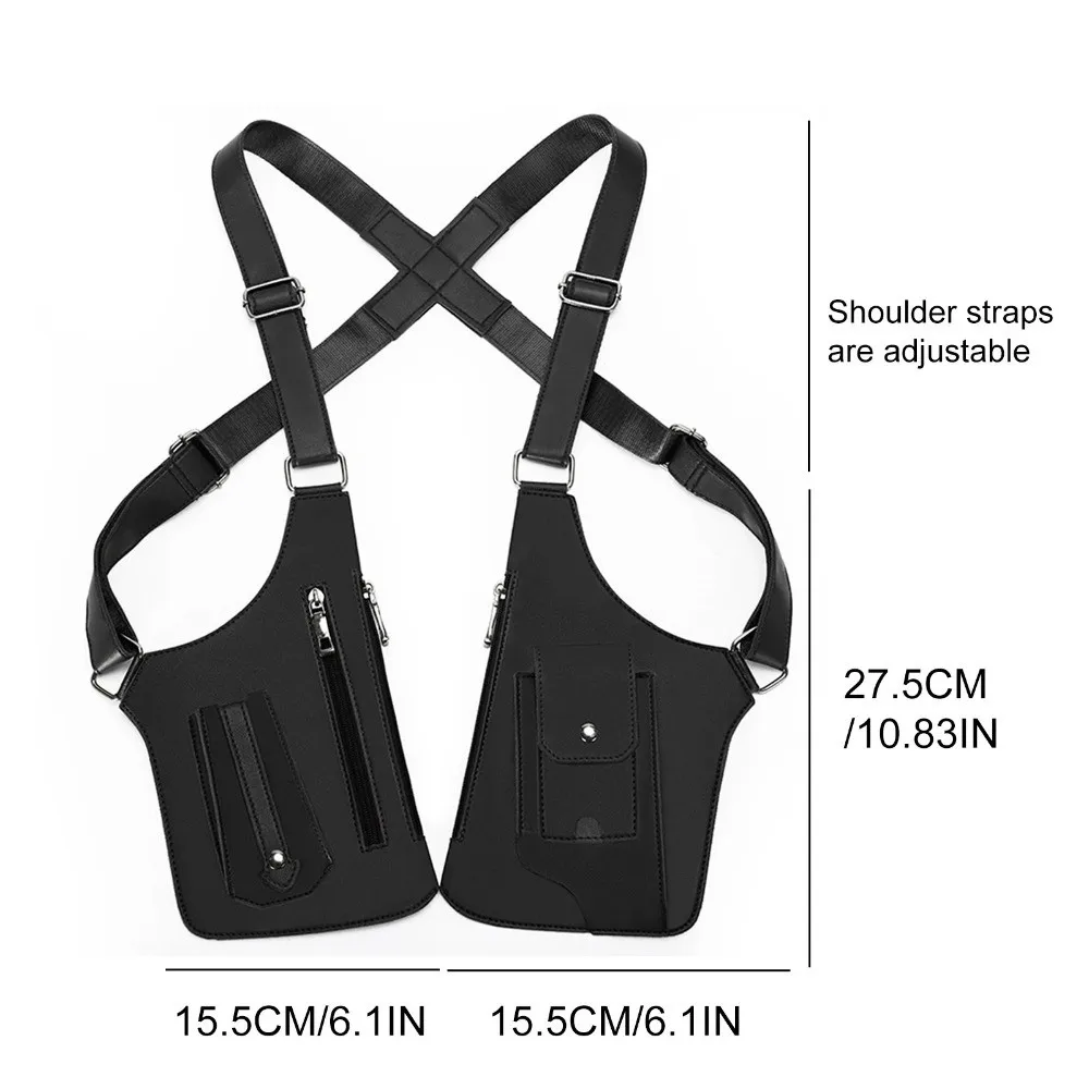 Vintage Double Shoulder Armpit Bag Adjustable Strap Gothic Underarm Strap Wallet Pocket Steampunk Portable
