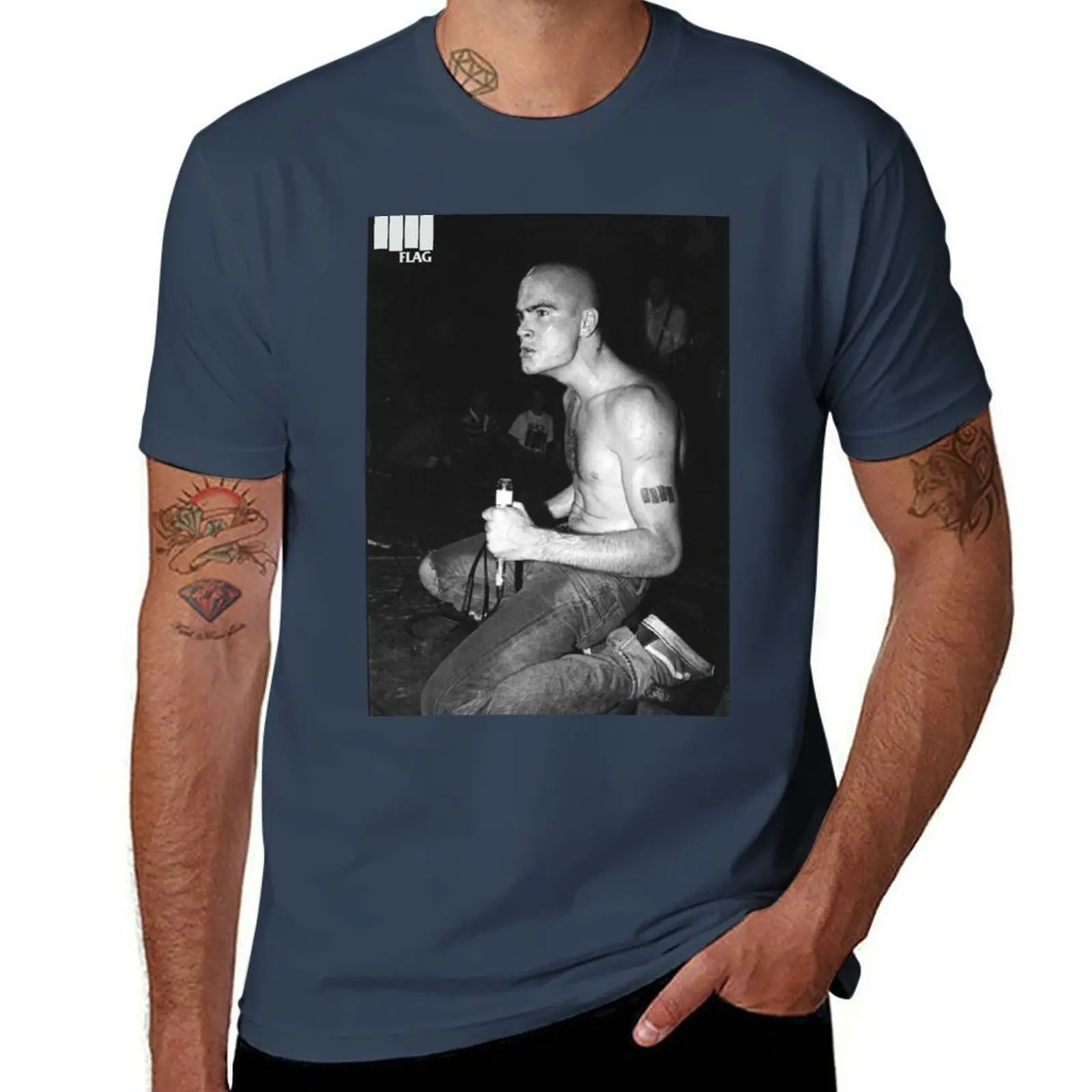Camiseta de concierto de Henry Rollins (Black Flag), camiseta informal sencilla de manga corta