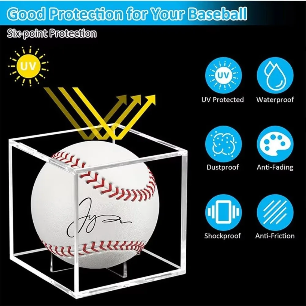 Acrylic Baseball Display Case Dustproof Clear Baseball Storage Box Full View Cube Shape Ball Cube Display Case