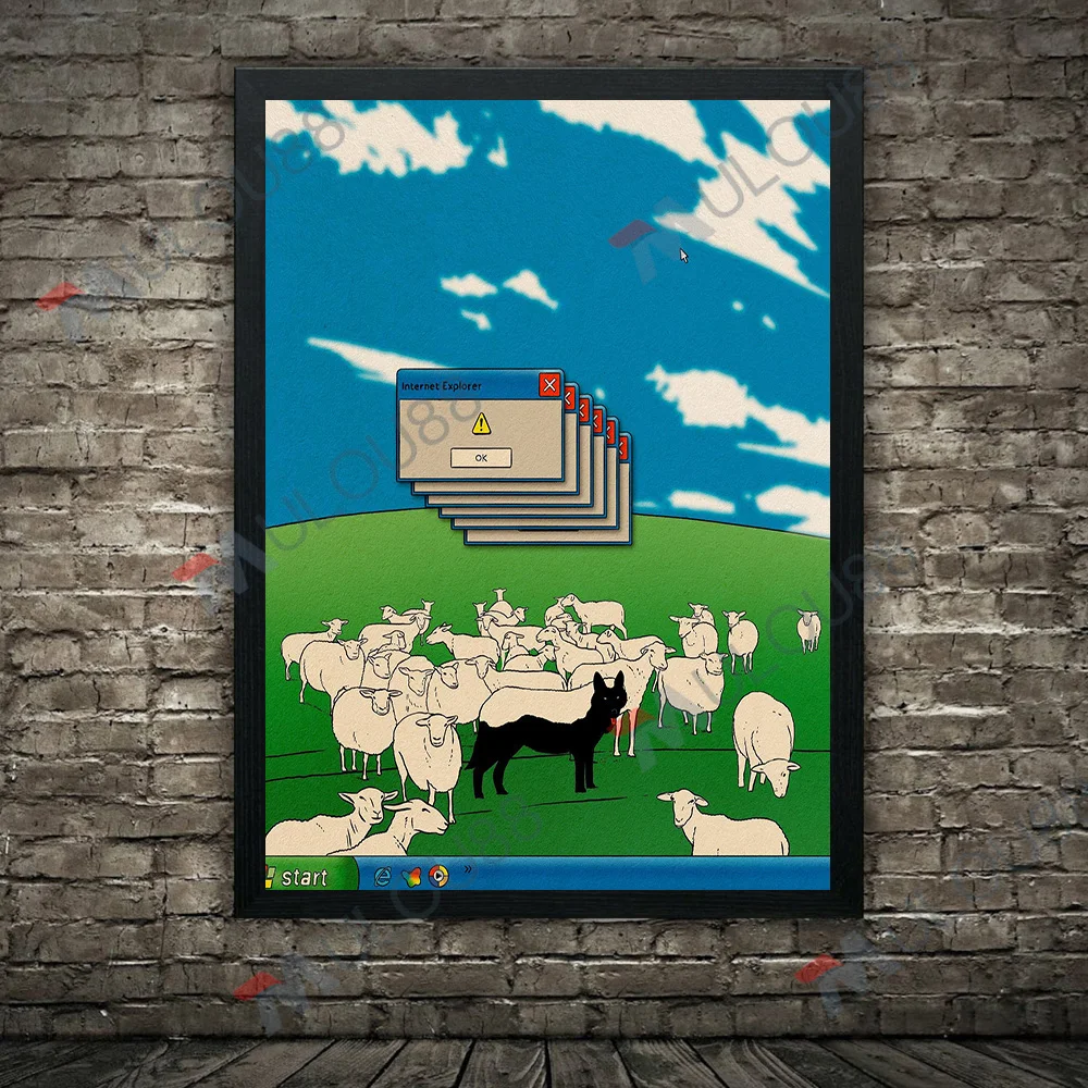 Computer Virus,Sheepdog,Parking Lot,Skydiving,Abstract Wall Art Print Shopping Queue Art Poster And Print Home Decor Unframed