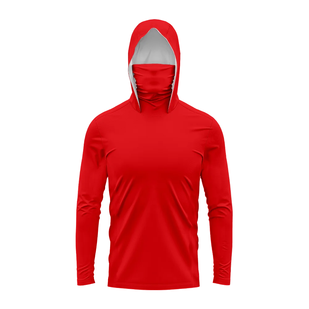 Men UPF50+ Solid Fishing Hoodie Built‑in Face Mask Lightweight Long‑Sleeve Quick Dry Hiking Boating Shirts Multi‑Colors view 3