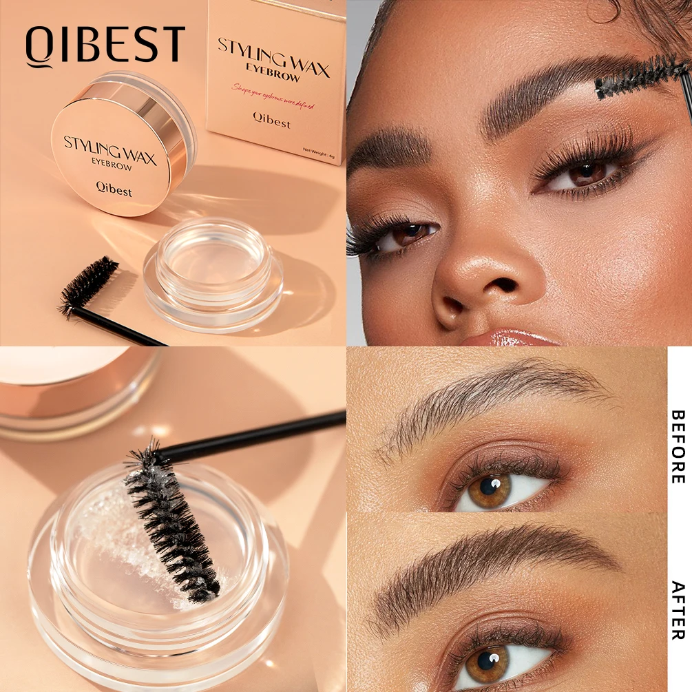QIBEST Transparent Eyebrow Styling Gel Molding Wax Waterproof Refreshing Durable Natural Colorless Eyebrow Gel Wax Eyes Makeup