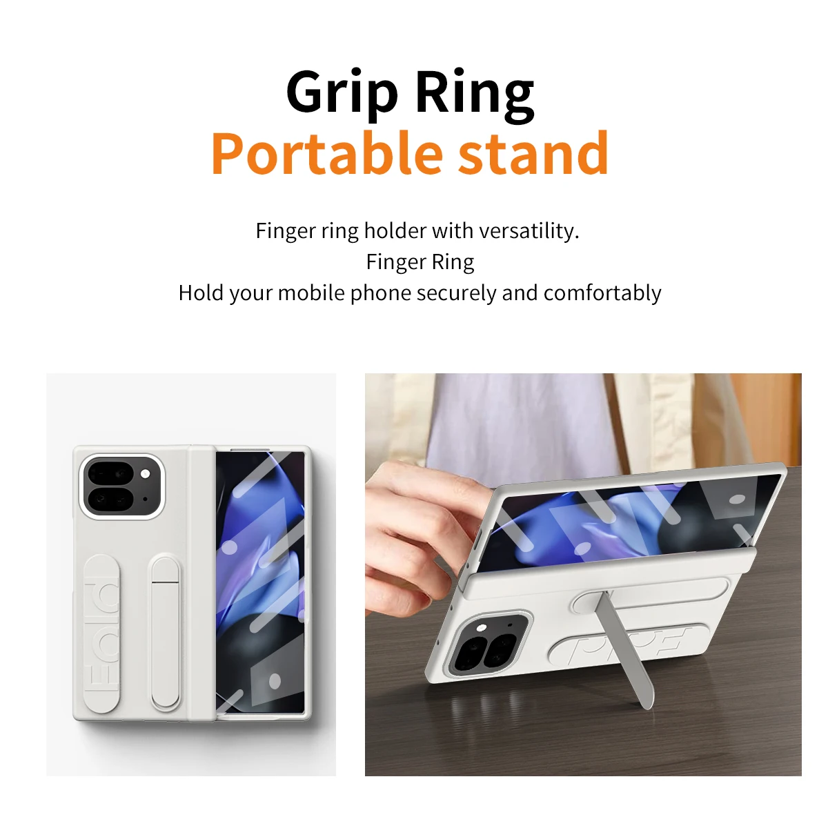 Obrotowy uchwyt 180° do Google Pixel 9 10 11Pro Fold °   Składany stojak na nadgarstek, zawias, 3-w-1, pełna ochrona obiektywu, odporne na upadki etui na telefon — zdjęcie produktu 5