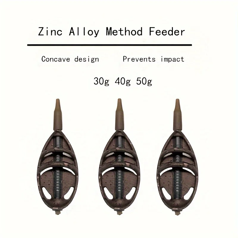 3-teiliges Method Feeder-Zubehör, Karpfenangeln-Feeder-Tackle-Set, Inline-Zinklegierungs-Feeder zum Angeln mit 30 g/40 g/50 g Gewichtsfeeder