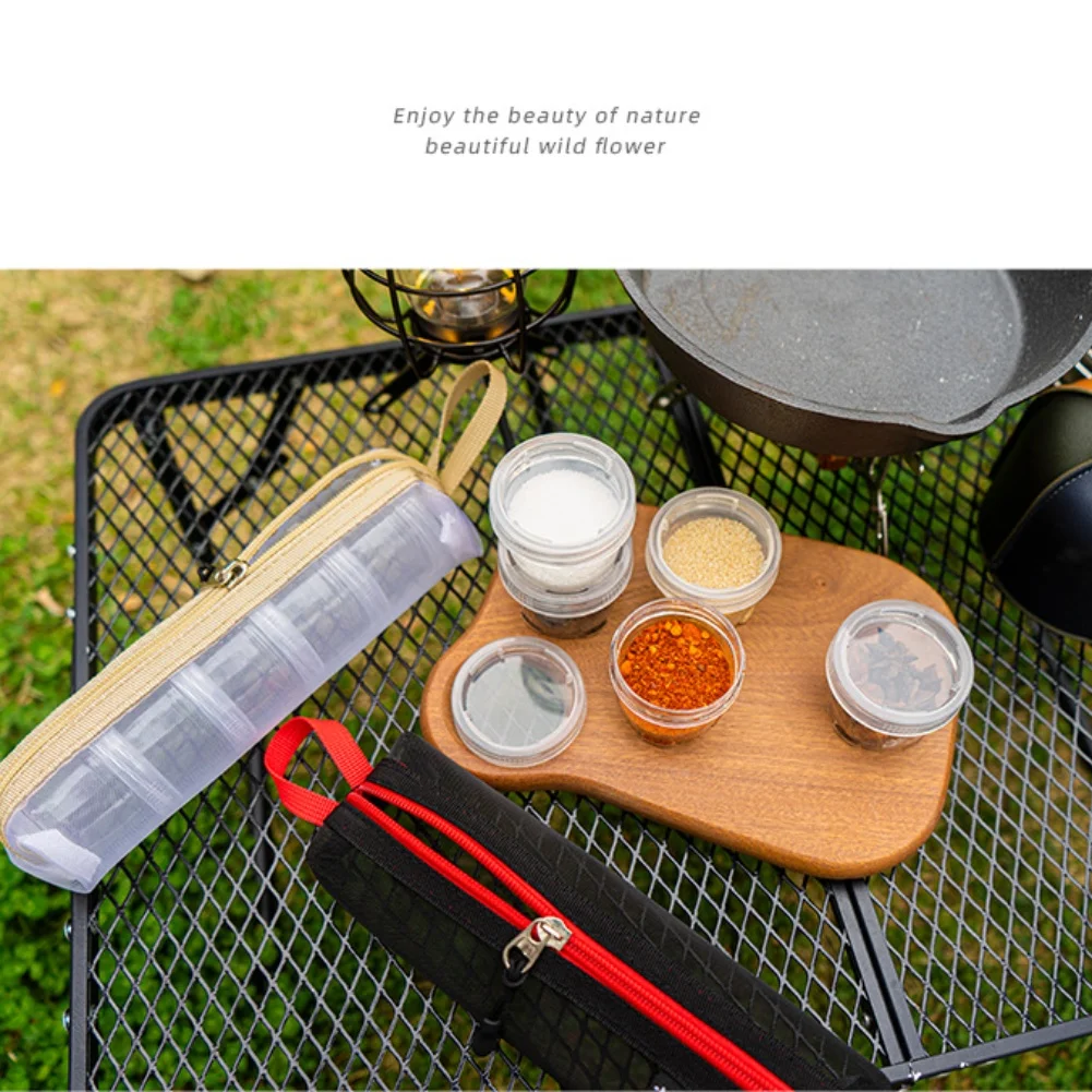 

Outdoor 5-Piece Modular Spice Jar Set For Travel Picnic Fishing Camping Barbecue Food-Grade PET+Nylon Tight Seal