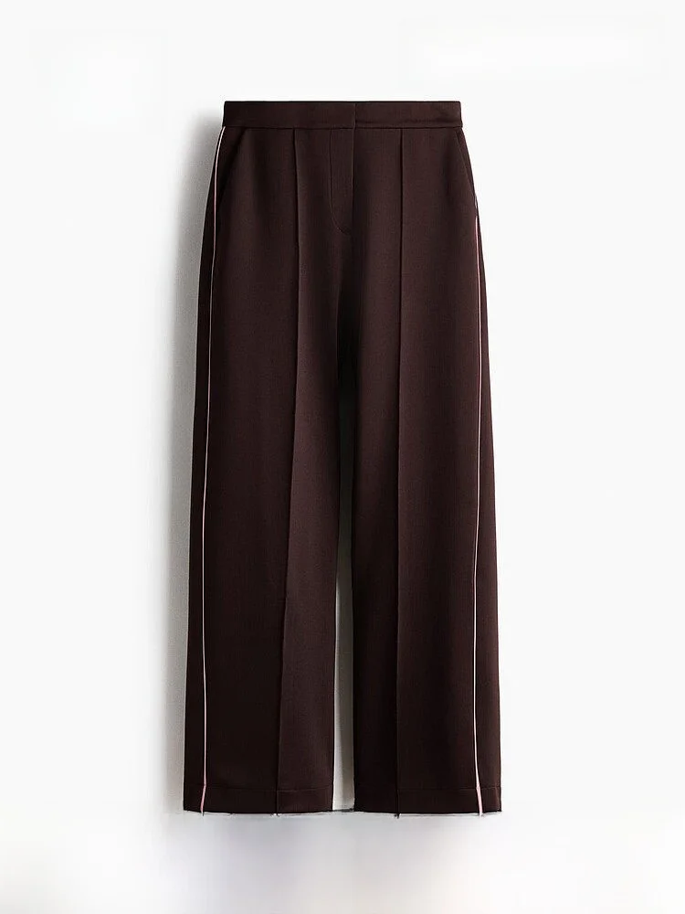 

H&M Summer New Women's Air Layer Fabric Tailored Long Pants Straight Leg Casual Trousers Natural Waist Polyester Spandex