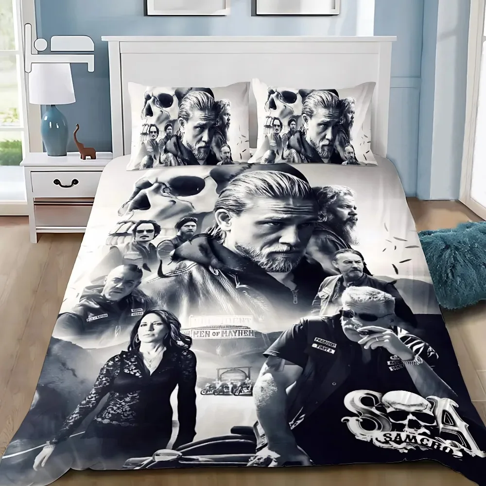 Sons of Anarchy Retro Duvet Cover Pillowcase Bedding Set Adult Boy Girl Bedroom Decoration Children Single Double Size