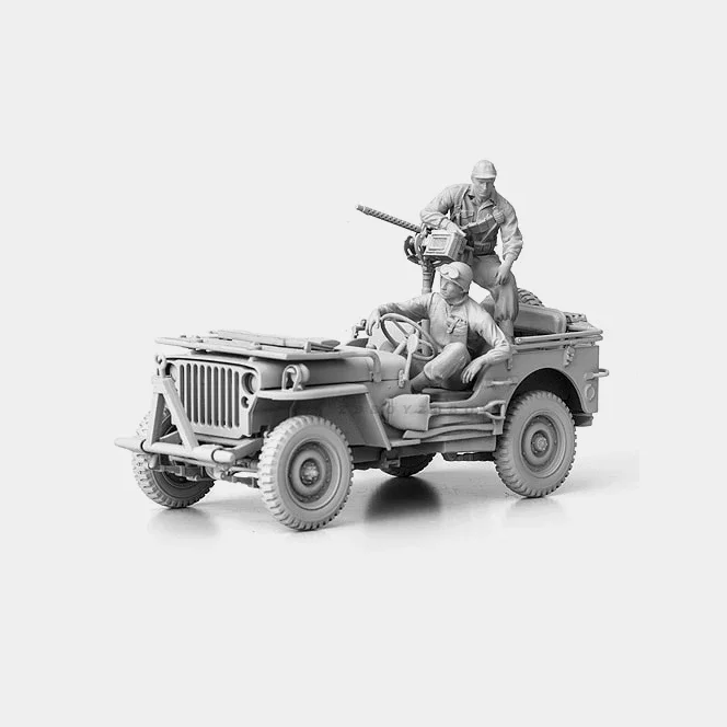 

1/35 Resin Soldier model kits figure colorless and self-assembled（2people+No car）A-1813