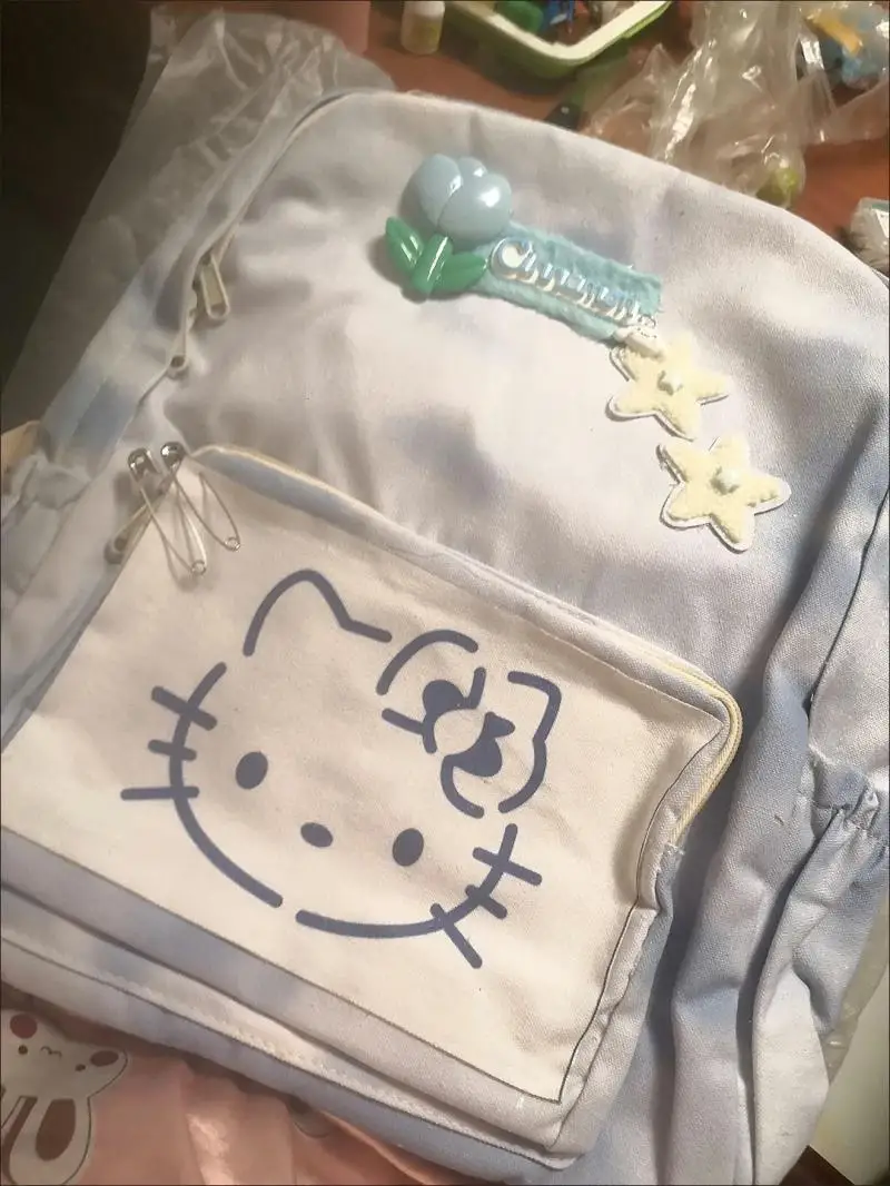 Minso-Sac à dos rétro Kawaii Y2K Dopamine Hello Kitty Cartoon, sac étudiant haute capacité, sac de loisirs mignon, cadeau de démarrage scolaire, mode