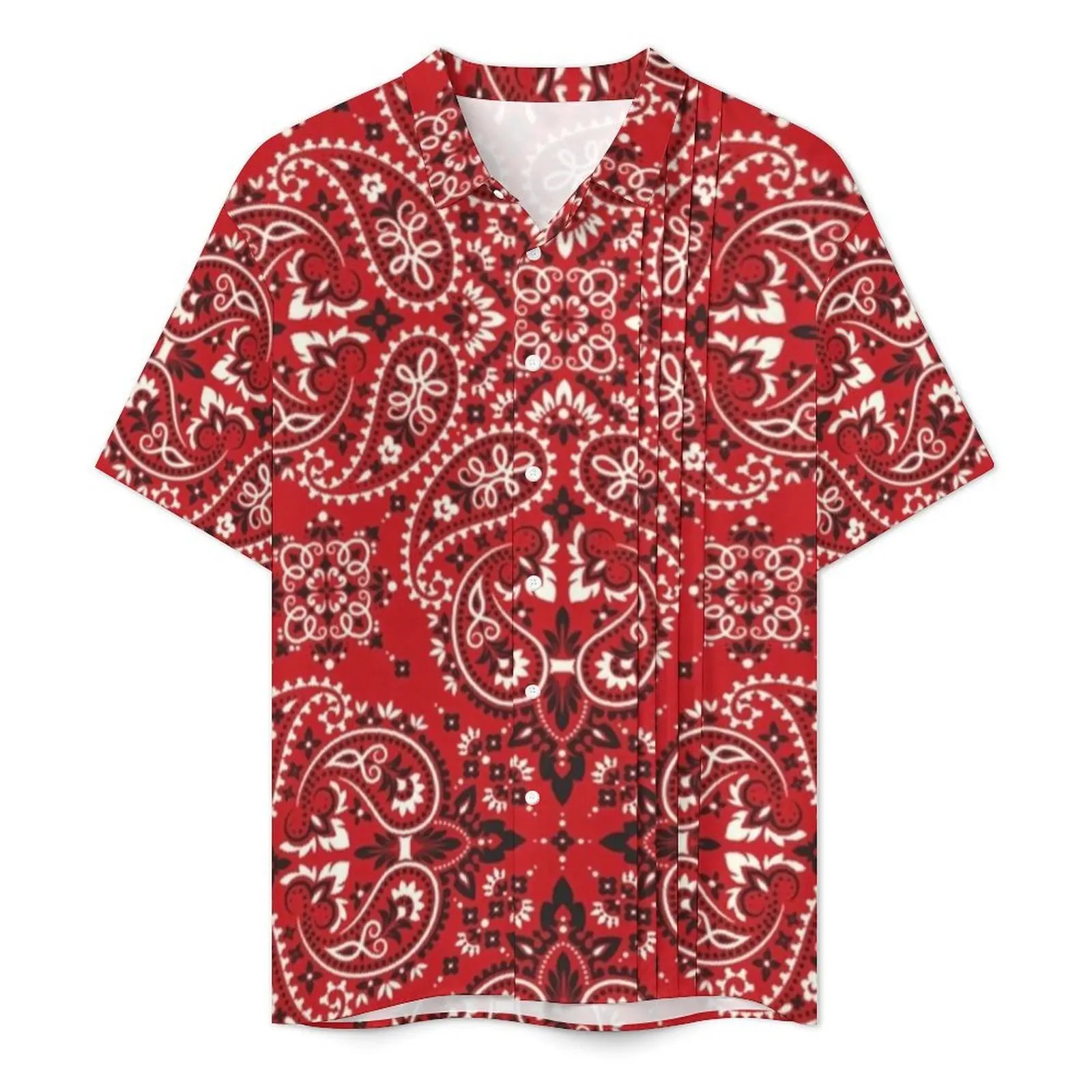 Hawaiian Shirt Beach Vintage Paisley Blouses Bandana Style Print Vintage Casual Shirts Men Short Sleeve Streetwear Oversize Tops