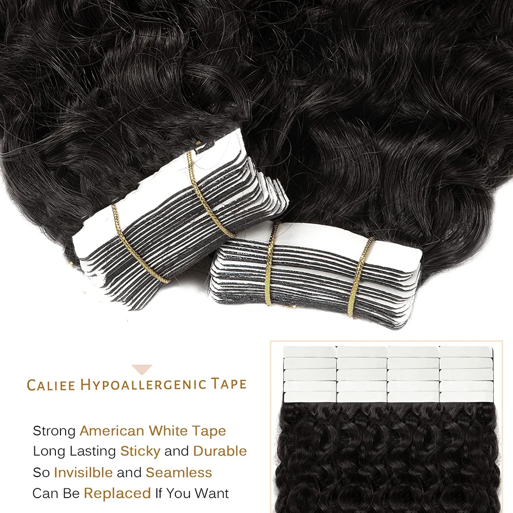 Deep Wave Tape in Haar verlängerungen natürliche schwarze Farbe # 1b brasilia nisches Tape in Extensions 16-26 Zoll nahtlos unsichtbar für Frau