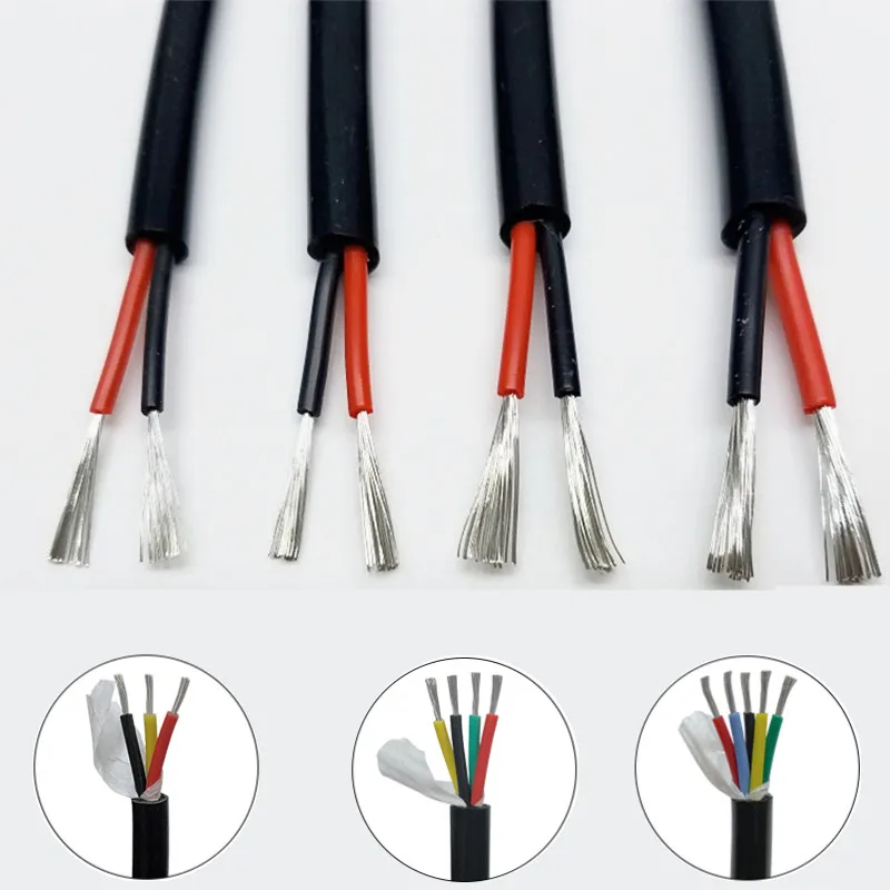 

50m Silicone Sheathed Cable Wire 22 20 18 17 15 13awg 2-8 Core High And Low Temperature Resistance Soft Signal Wire Power Cable