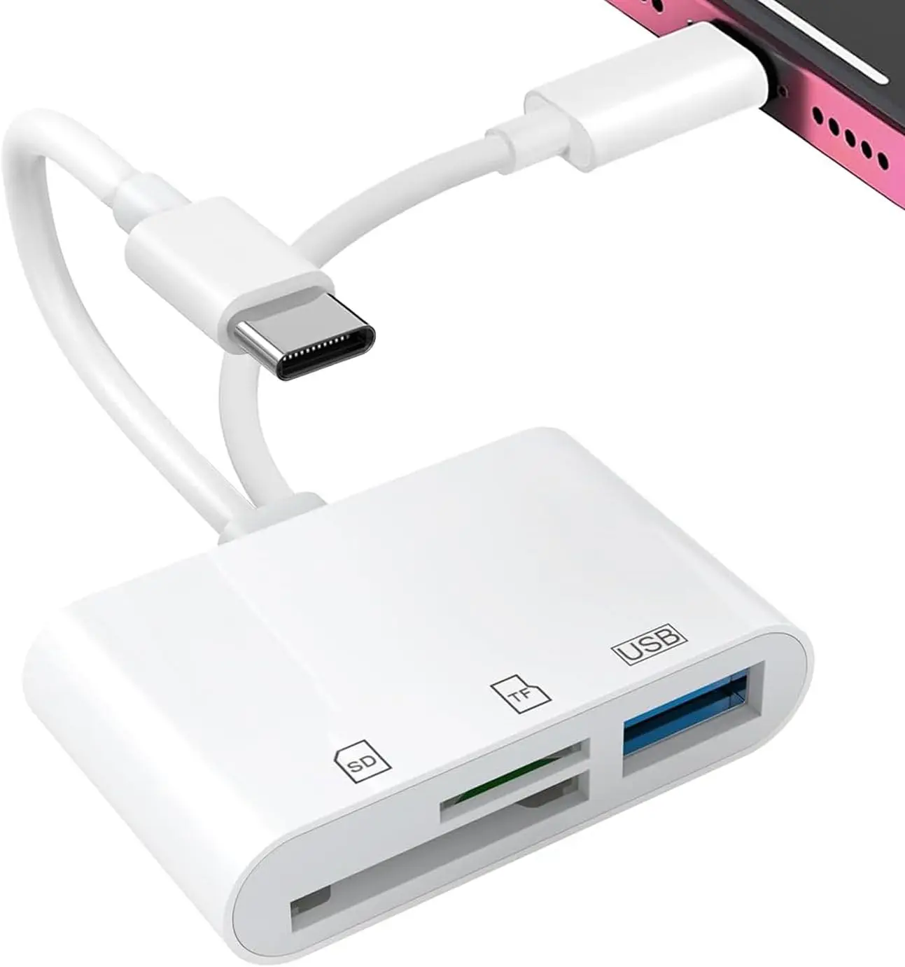 Suitable for iPhone, iPad, memory card reader, camera adapter USB C and Lightning dual slot SD card adapter, supporting SD, Micr