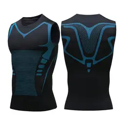 Chaleco moldeador de vientre para hombre, chaleco deportivo de alta elasticidad para gimnasio, correr, baloncesto, camiseta sin mangas de compresión ajustada con cuello redondo
