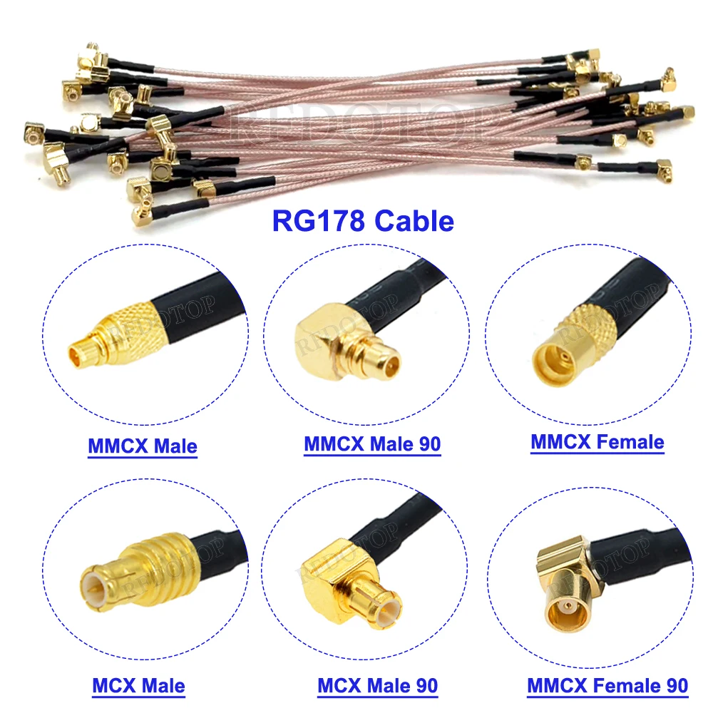 1PCS RG178 Cable MCX Male / Female to MMCX Male / Female Connector RG-178 RF Coaxial Cable MCX to MMCX Extension Jumper Cord