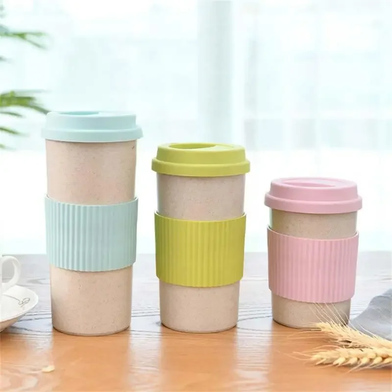 Cute Reusable Travel Cup To Go Coffee Cup Mug With Lid Wheat Stalk Cup Sleeve For Tea And Coffee