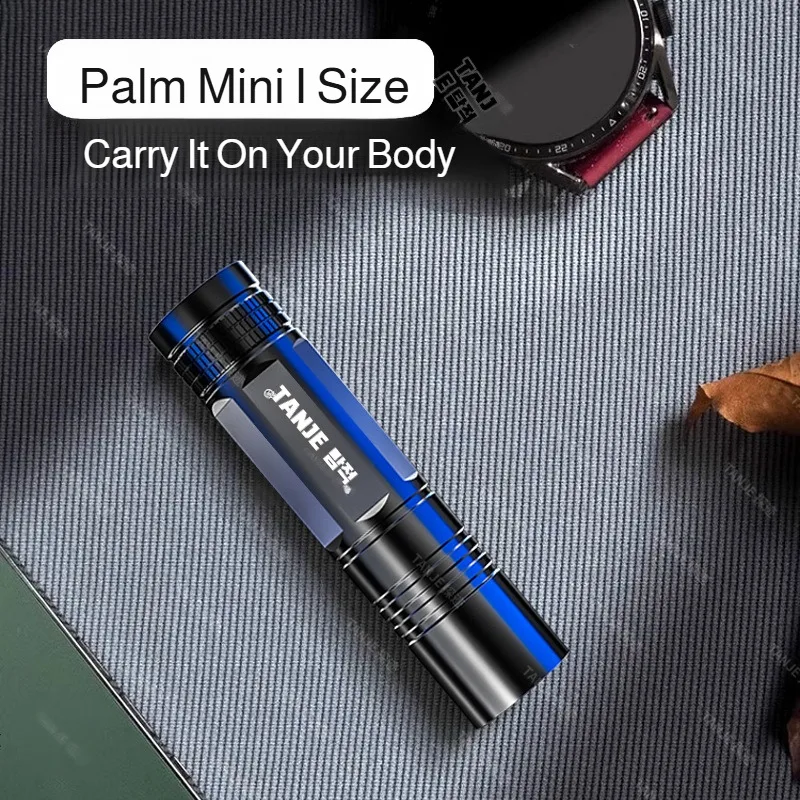 Outdoor Flashlight Small Mini Lighting Strong Light Portable Super Bright Rechargeable Hand Lamp for Hiking/Camping/Emergency view 3