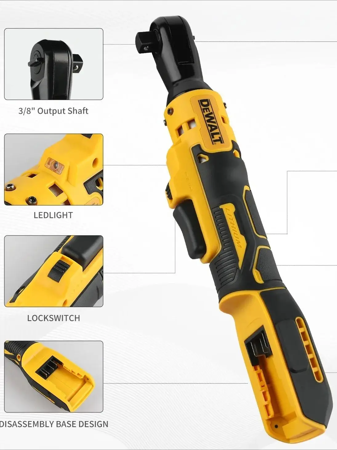 Dewalt DCF512 3/8 Inch Brushless Ratchet Right Angle Wrench LED Cordless Driver Variable Speed Power Wrench 20V Power Tools