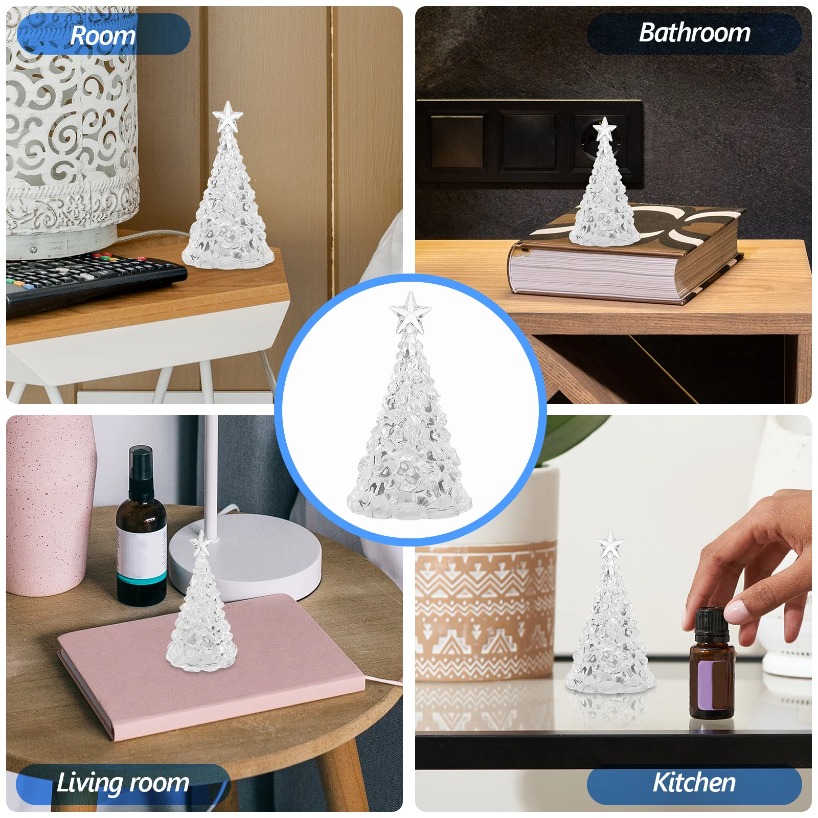 2 قطعة LED شجرة عيد الميلاد أضواء ليلية صغيرة الاكريليك عيد الميلاد الجدول مصباح مصباح للزينة غرفة نوم سطح المكتب ضوء الليل #3