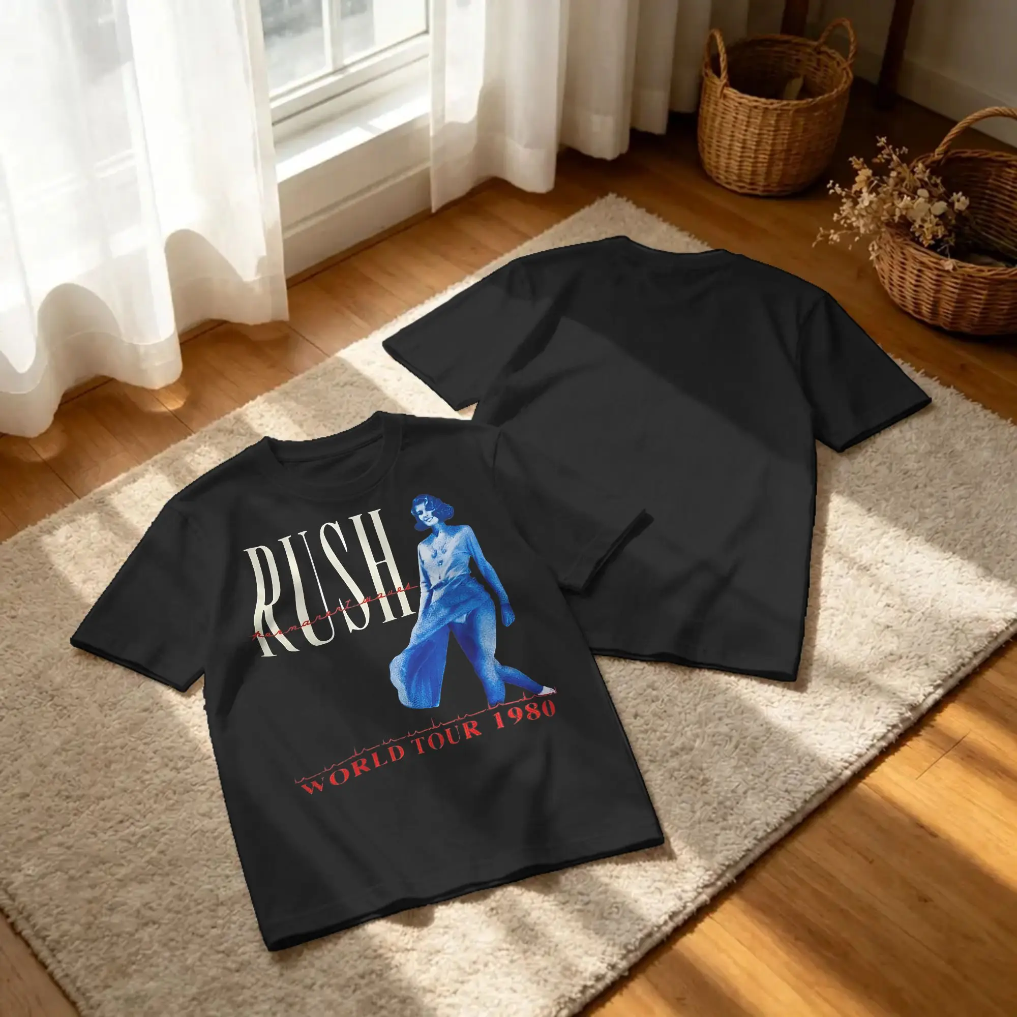 Rush Permanent Waves 1980 Tour T Shirt for Men Women Pure Cotton Hipster T-Shirt Crewneck  Tees Short Sleeve Tops Classic