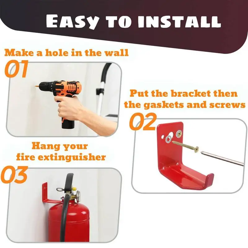 Fire Extinguisher Bracket 4X Fire Extinguisher Hangers Metal Fire Extinguisher Holders With Screws For 5 To 40 Lb Extinguishers - view 5