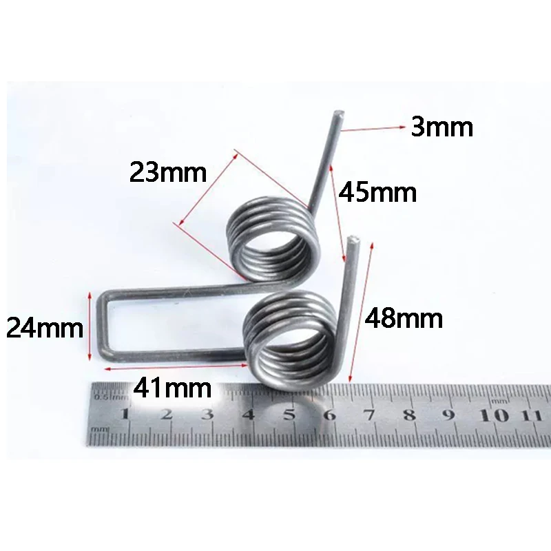 

Double torsion spring 3mm spring steel 4 coils heavy duty torsion spring