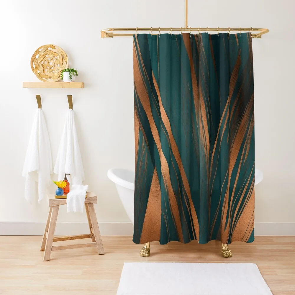 Copper Strands Pattern Shower Curtain Modern Showers For Bathroom Bathroom Deco Set For Bathroom Curtain