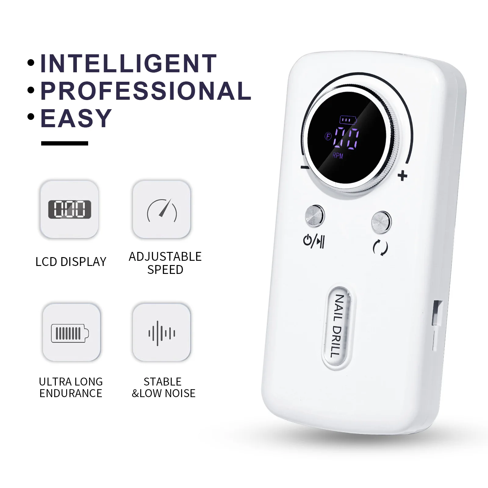 Perceuse à ongles électrique 45000 tr/min, Kit de lime à ongles Portable avec affichage LED pour le soin des ongles en Gel acrylique à la maison ou au Salon