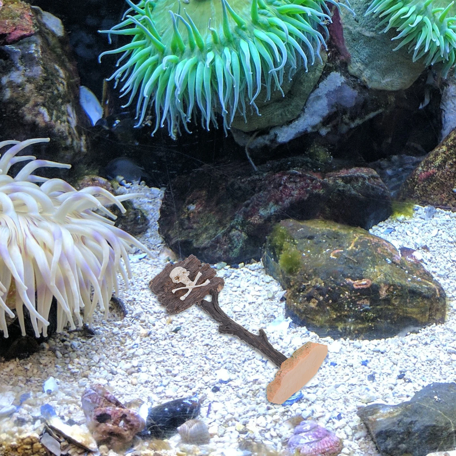 

Resin Warning Sign Skull for Fish Tank Decor Aquarium Decoration Small Landscape Ornament for Tank Accessories Aquarium Resin