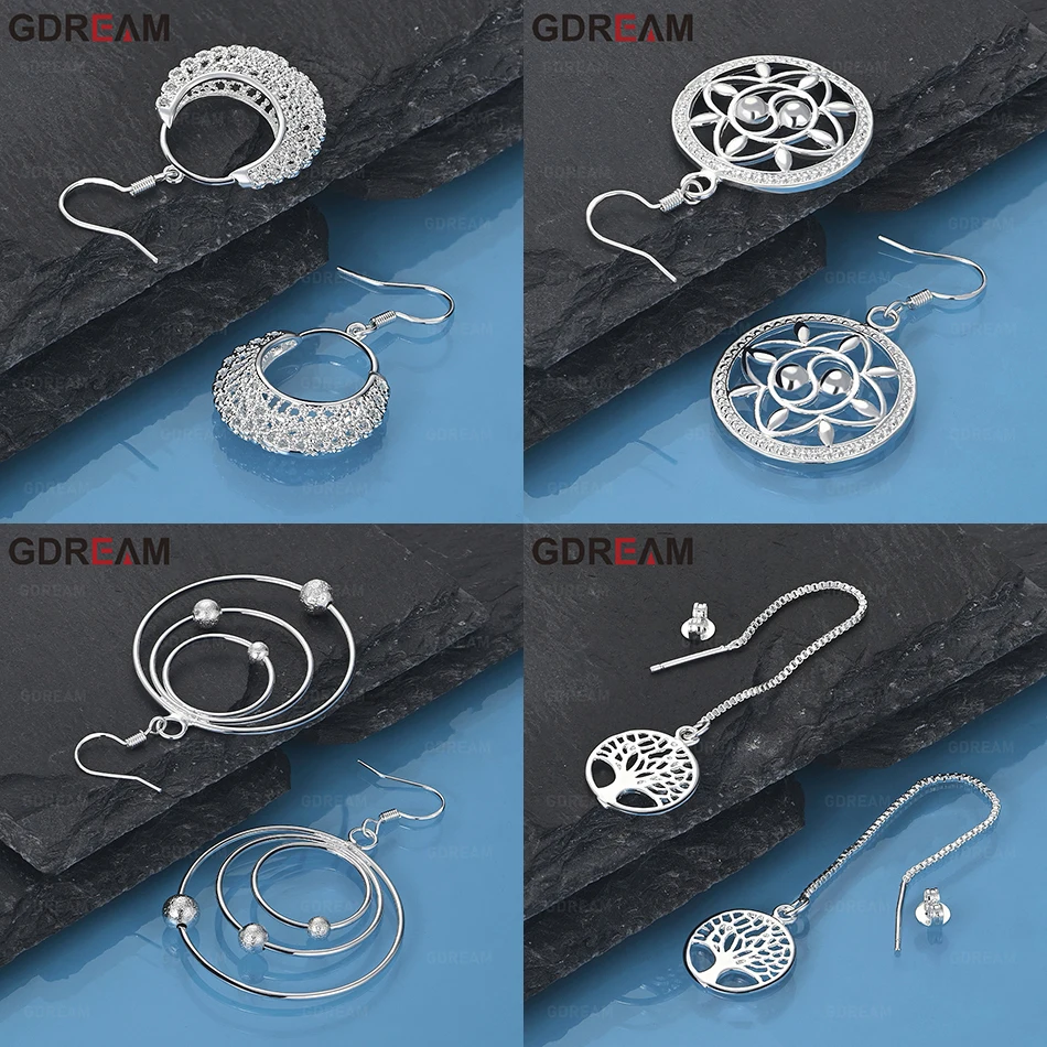 

GDREAM 925 Sterling Silver Chain Ring Earrings Fashionable Commuter Personality Ladies Gift Jewelry