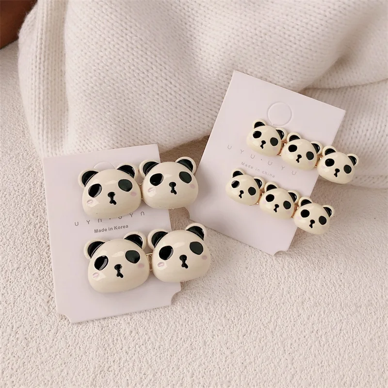 Korean Small Panda Broken Hair Clips Girls Cute Sweet Design Party Accessories Wholesale