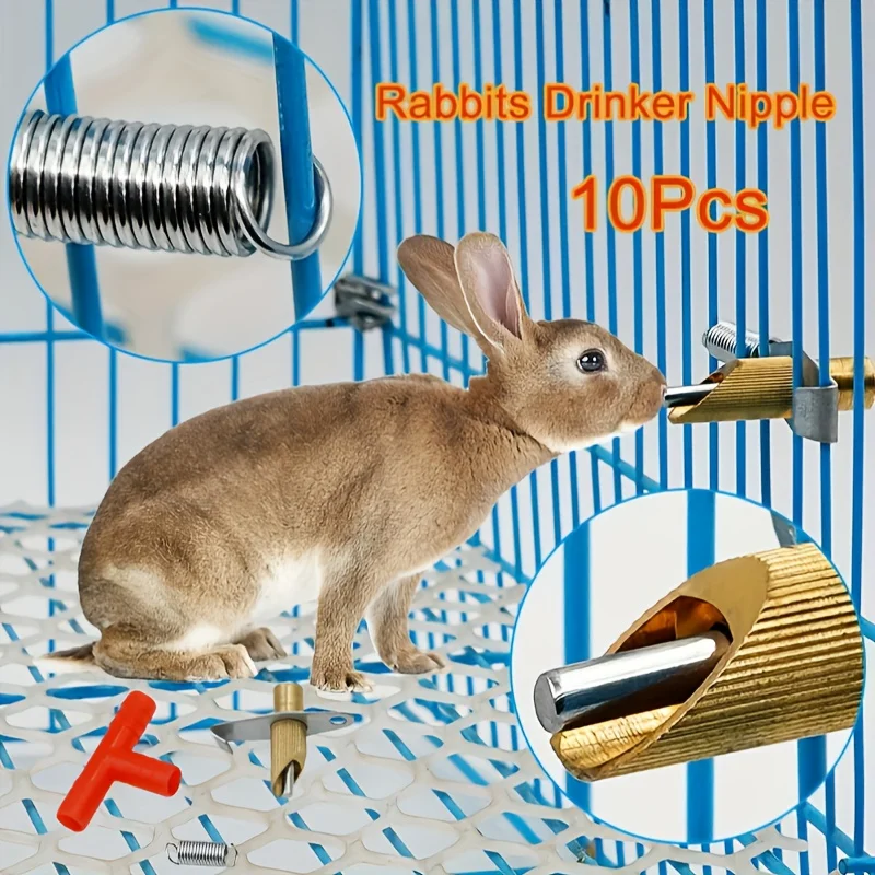 10Pcs Rabbits Drinker Nipple Automatic Feeding Water Nipples Pet Feeder Waterer For Rabbit Bunny Farm Rodents Animals