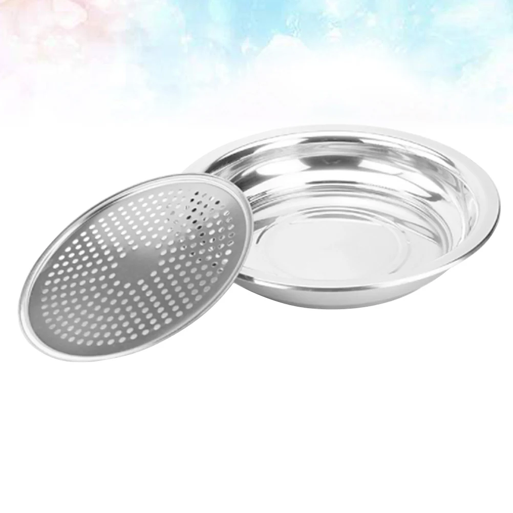 

Stainless Steel Dumpling Dish Double Layer Multifunction Draining Plate Steamed Tray Fruit Vegetable Drainer Storage Basket Easy