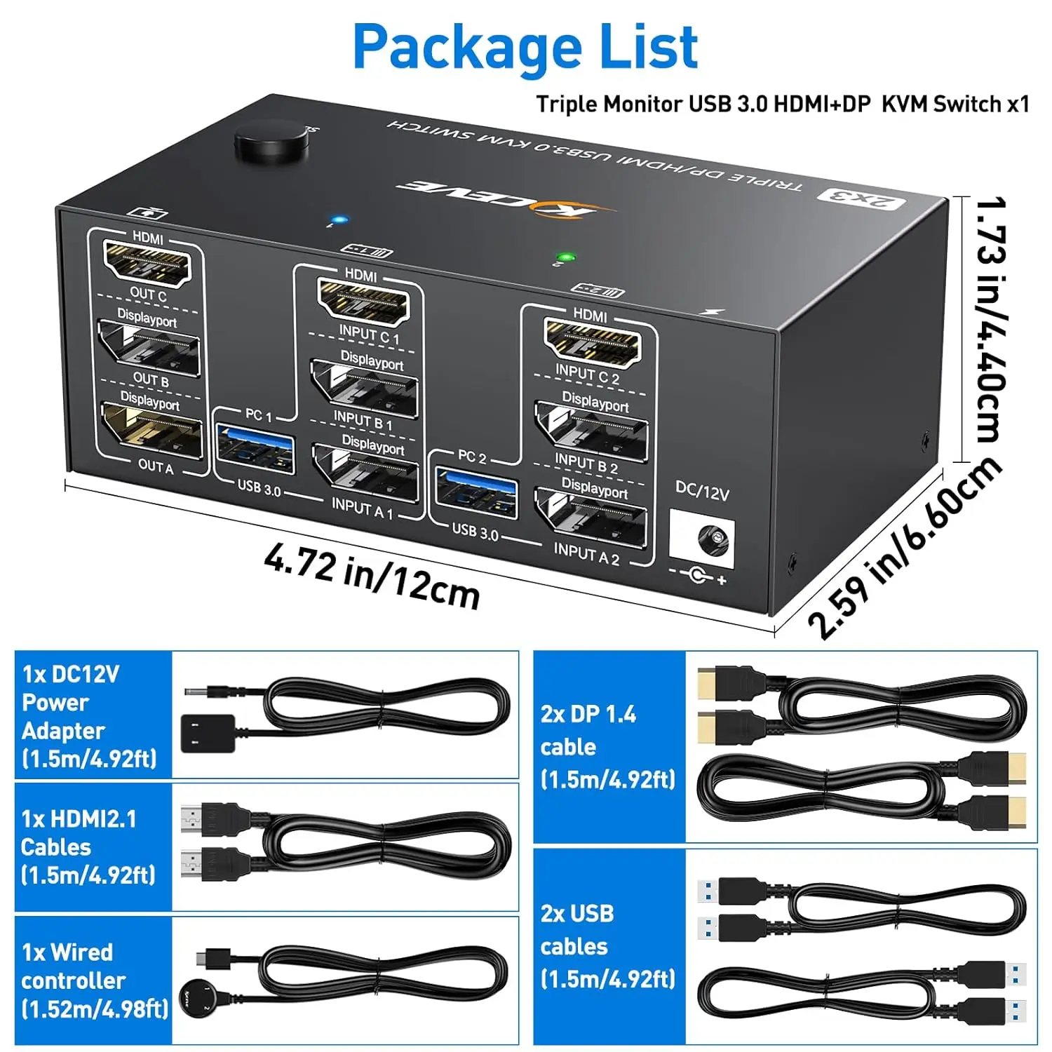 Imagem -06 - Kceve Kvm Switch Monitores Computadores 8k@60hz 4k@144hz Hdmi Mais Displayport Kvm Switch Triple Monitor para Computador Compartilhar