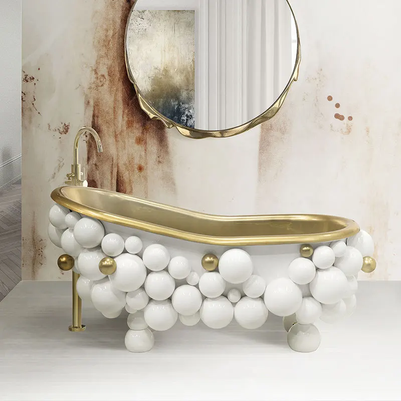 Light luxury bathtub home independent designer villa high-end art stainless steel Bubble Ball bathroom cylinder