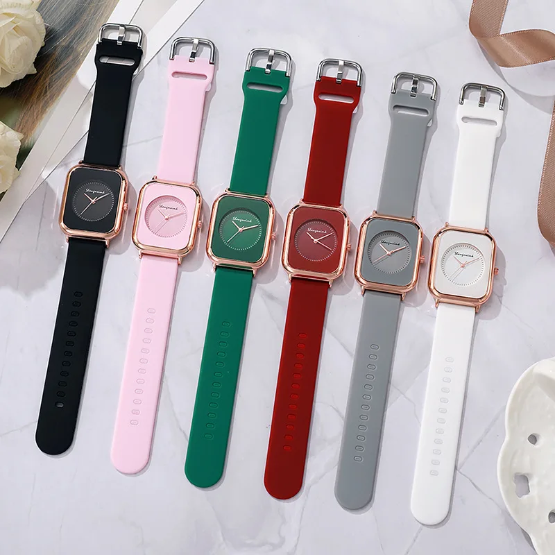 Couple Watches Woman Luxury Lover's Quartz Watch Student Rectangl Casual Jelly Silicone Watches For Gifts Women Relogio Feminino
