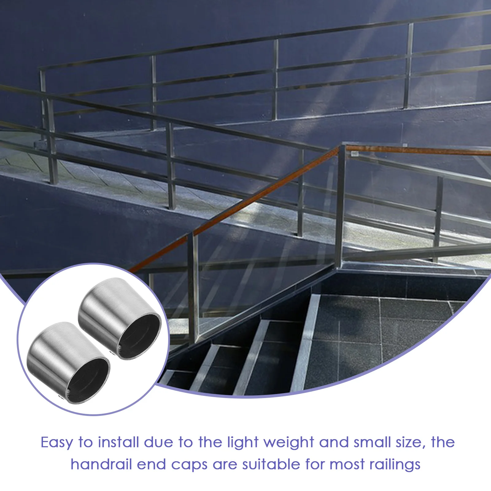 2 Pcs Round Pipe Outdoor Handrail End Caps Hole Plugs 320X300X300CM Railing